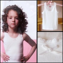 Seamless cotton thin lace bottoming girl vest girl student Middle child pure white inside wear spring and summer