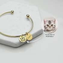 In wind bracelet diy custom inscription female hand drawing independent design pet cat dog head image photo memorial gift
