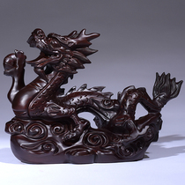 Ebony wood carved dragon ornaments twelve zodiac Dragon home living room office decoration mahogany crafts gift