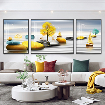 New Chinese Living Room Sofa Background Wall Decoration Landscape Painting Modern Brief Triplex Hang Painting Office Stone to operate