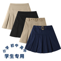 Girl skirt female summer student skirt college style Korean version of pleated skirt khaki school skirt solid color skirt