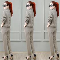 Spring temperament suit female 2021 new spring and autumn outfit Western style velvet occupation two-piece suit tide net red society