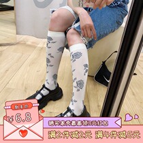 Socks retro rose calf socks cute stockings stockings velvet stockings velvet midsocks women Summer thin socks