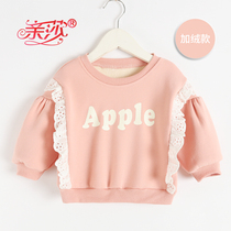 Autumn new female baby velvet sweater girl round neck pullover baby children autumn warm base shirt