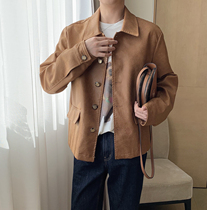 A tea and Agu Brown worn leather jacket mens spring new trend Pike mens casual leather jacket