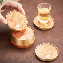 Tao Tang black sandalwood copper coaster kung fu tea ceremony parts heat insulation pad tea tray tea cushion square cup holder set set