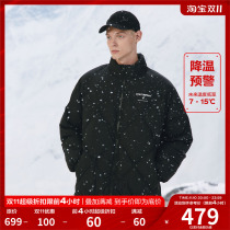 FPA text typesetting printing lingerie down jacket Guochao casual retro simple warm winter jacket men and women