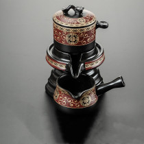 Ceramic lazy Kung Fu tea set Household single rotating stone mill automatic tea pot Glass tea maker Teacup