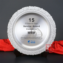 Hot sale employee recognition medal trophy custom-made pure tin plate Retirement memorial plate celebration gift honor plate