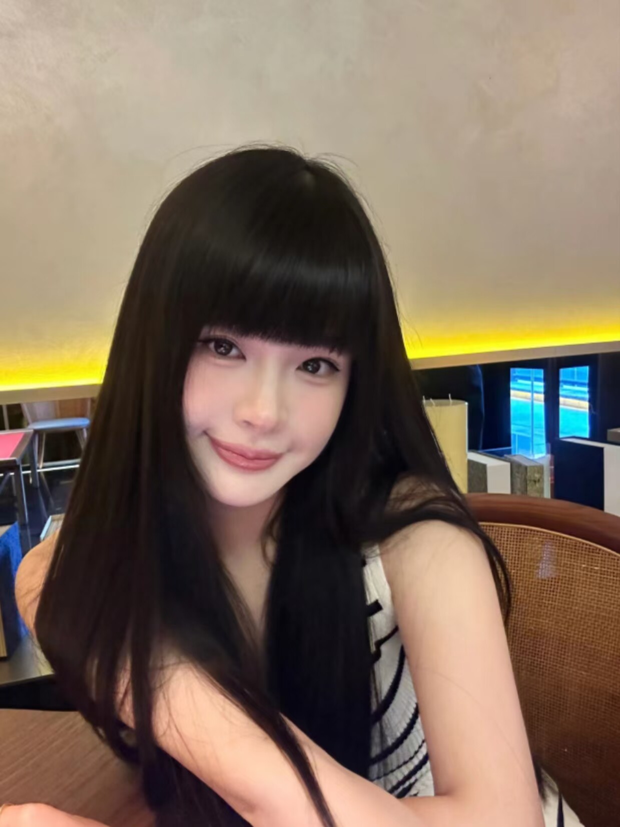 真我黑长直漫画齐刘海假发套 全真发整顶设计 自然隐形无痕贴合 长发飘逸顺滑