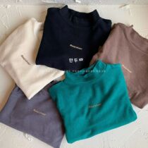 Children hit bottom long sleeve Nicole family winter boy girl face mask T-shirt baby pure color warm and high collar blouse