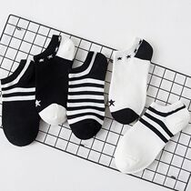 (2-10 pairs of affordable clothing) socks female Korean striped female student boat socks socks shallow mouth spring summer autumn and winter girls