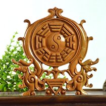Ssangyong Bagua mahogany desktop mirror day cut outside the window Road rushing ornaments living room decorations crafts