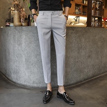 Casual pants Autumn slim-fit trend All-match nine-point pants Korean version of business trousers Male hairstylist slim-fit pants trend