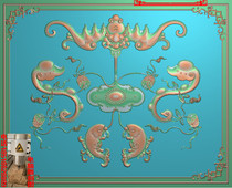 Bat hanging fish Ruyi auspicious pisces copper money door panel backrest carved figure jdp relief figure grayscale figure Wood carving figure