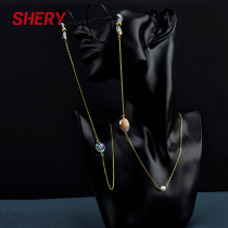Pure silver glasses chain Women retro hanging neck Necklace Pendant with simple fashion 925 silver glasses anti-fall rope
