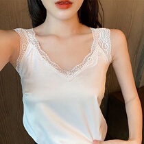 Internet celebrity small camisole womens outer wear suit with simple waist waist sexy show chest bottoming lace top tide