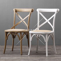 American-style solid wood back dining table and chairs retro simple new pilot Nordic restaurant chair cafe fork back chair home