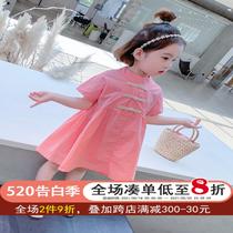 Girls Hanfu summer dress 2021 new childrens summer western style pure cotton skirt baby Tang dress princess dress