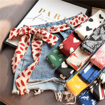 2021 Korean narrow silk scarf womens long ribbon tie bag decorative ribbon belt hair belt spring and autumn super long scarf