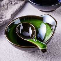 Ceramic king]Japan imported Wan Gu Yaki brush head single ear bowl hot pot bowl spoon small dish hot pot dip bowl