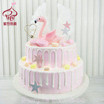 Cake model simulation 2021 new cartoon flamingo cake window furnishings sample birthday cake model