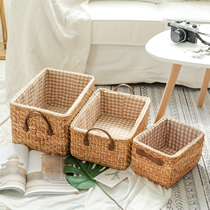 Tea table Lower containing basket snacks Desktop Kitchen Grass woven Home Box Large Number of clothes shelves Dirty Clothes Can Weave