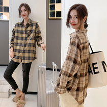 Europe station 2021 spring and autumn new European goods shirt womens all-match Korean version of the top fashion inch shirt plaid shirt