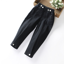 Girl Harun Pants Spring Autumn 2022 New Korean Version Children Pants Children Black Ocean Gas Baby Casual Pants Long Pants Tide