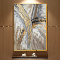 Hand-painted oil painting abstract gold leaf porch decoration painting modern simple American light luxury living room background wall large hanging painting