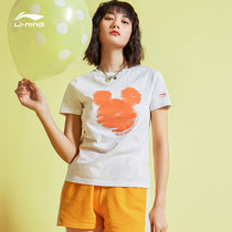 Li Ning 2021 summer new Mickey joint womens sports fashion cotton breathable short sleeve T-shirt AHSQ144