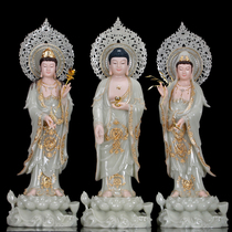 Western three holy white jade Amitabha Buddha statue ornaments Shakyamuni Buddha statue Tathagalus Buddha Bodhisattva Guanyin Buddha statue