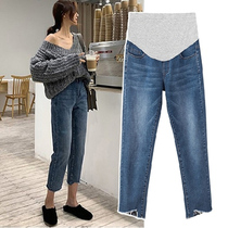 Pregnant women autumn pants wear fashion gap denim ankle-length pants spring and autumn thin straight trousers bottoming trousers tide mother