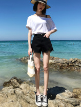 High-waisted denim shorts womens 2021 new summer thin Korean loose a-shaped thin wide-legged hot pants