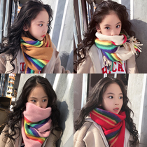  Autumn and winter childrens warm scarf Korean version of girls and childrens new student bib Western style fashion thickened warm shawl