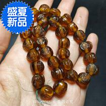 Old objects Antique old goods Antique collection Qing Dynasty old glass Orange Shouzi beads l hand string Buddha beads Loose beads Old