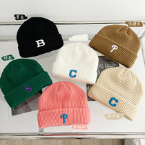 Autumn Winter Flip Side Letters Hairy Line Hat Woman 100 hitch South Korean embroidery thickened warm knit cap sleeve head guard ear cold cap tide