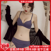 CBW underwear womens non-steel ring beauty back comfortable and breathable small bra gathered upper bracket adjustment bra set