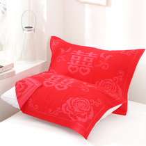 Wedding cotton pillow towel a pair of cotton gauze pillow towel couple wedding big red pillow towel wedding double happiness pillow towel