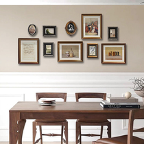  American living room wall decoration photo wall Sofa background wall Retro photo frame hanging wall photo frame combination creativity