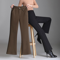 2021 new fur Pants Women Autumn Winter Micro Laserpants High Waist Plus Suede Thickened Loose Feeling Outside Wearing Horn Pants