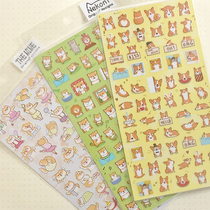 Hand book sticker Corgi Shiba Inu cartoon cute adorable pet diary Mobile phone decoration diy sticker art creative dog vector