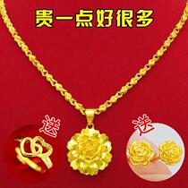 Zhou Dafu Huanmei 999 gold necklace female pure gold 18K really not off color 24K pure gold flower pendant to send girlfriend
