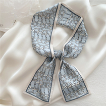 Sea salt Blue ~ simple temperament small silk scarves spring summer and autumn ins European and American Joker decorative silk scarves professional scarf hair