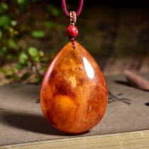 Chicken Oil Red Old Honey Wax Water Drop Selfie Pendant Sweater Chain Womens Natural Amber Blood Poke Necklace Pendant