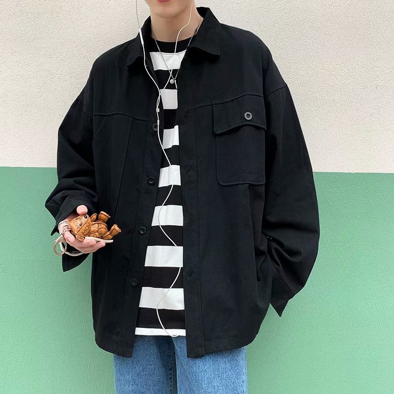 2020 spring and autumn Hong Kong wind tooling jacket Mens tide brand students handsome cotton trend Korean version of the loose casual jacket