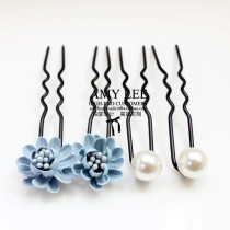 Korean version of the fiber flower hairpin rhinestone hairpin hairpin princess hair decoration set plug comb U-shaped clip disc hair