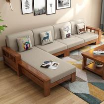 Living room solid wood sofa combined winter and summer dual purpose Chinese small household corner trio position wood storage sofa