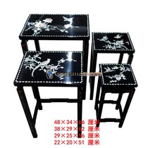 Customized Yangzhou lacquerware neoclassical lacquer art home decoration shell inlaid snail flowers and birds flowers 4 sets of flower stands
