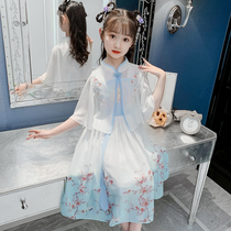 Hanfu girls summer 2022 new childrens ancient dress superfairy girl with dress and dang dress Chinese craze